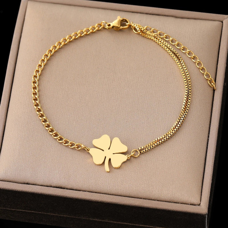 PULSEIRA TREVO BANHADA EM OURO 18K - PLS 122