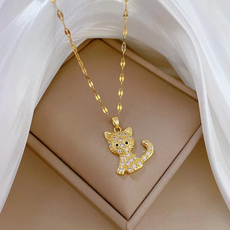 COLAR GATO CRAVEJADO BANHADO EM OURO 18K - GARG148