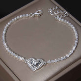 PULSEIRA PRATA 925 CRAVEJADA CORAÇÃO - PUL812