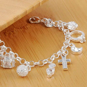 PULSEIRA PANDORA COMPLETA COM BERLOQUES PRATA 925 - PUL244