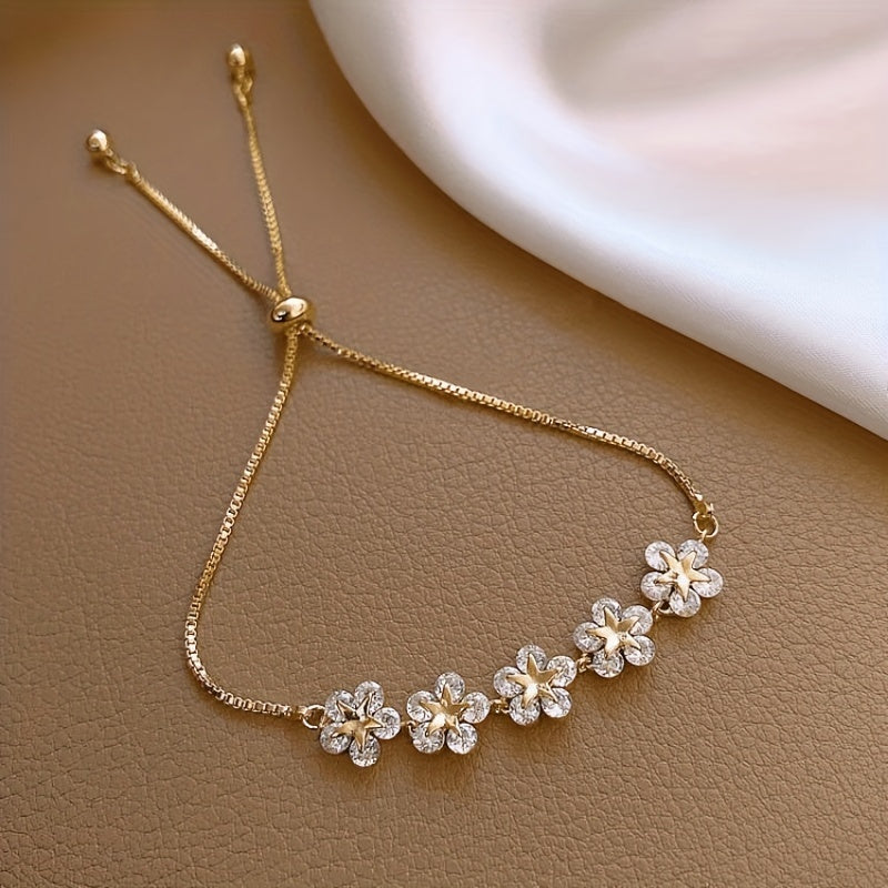 PULSEIRA FLORES BANHADA EM OURO 18K - PLSI 9421 - Menina Elegante