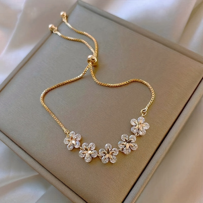 PULSEIRA FLORES BANHADA EM OURO 18K - PLSI 9421 - Menina Elegante