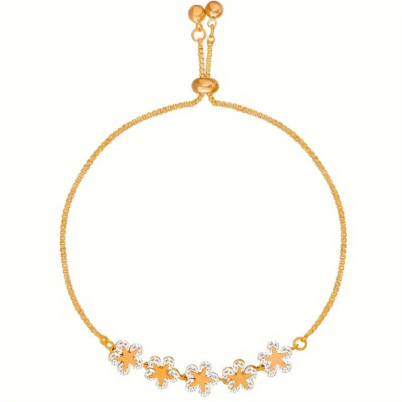 PULSEIRA FLORES BANHADA EM OURO 18K - PLSI 9421 - Menina Elegante