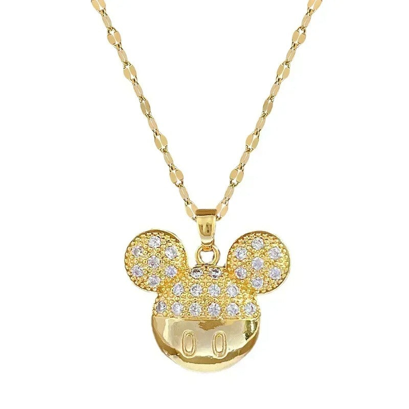COLAR MICKEY CRAVEJADO BANHADO EM OURO 18K - GARG236