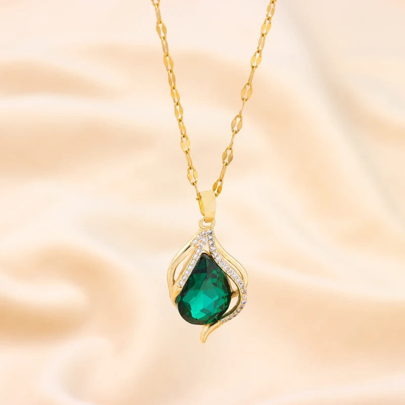 COLAR ESMERALDA BANHADO EM OURO 18K - GARG110