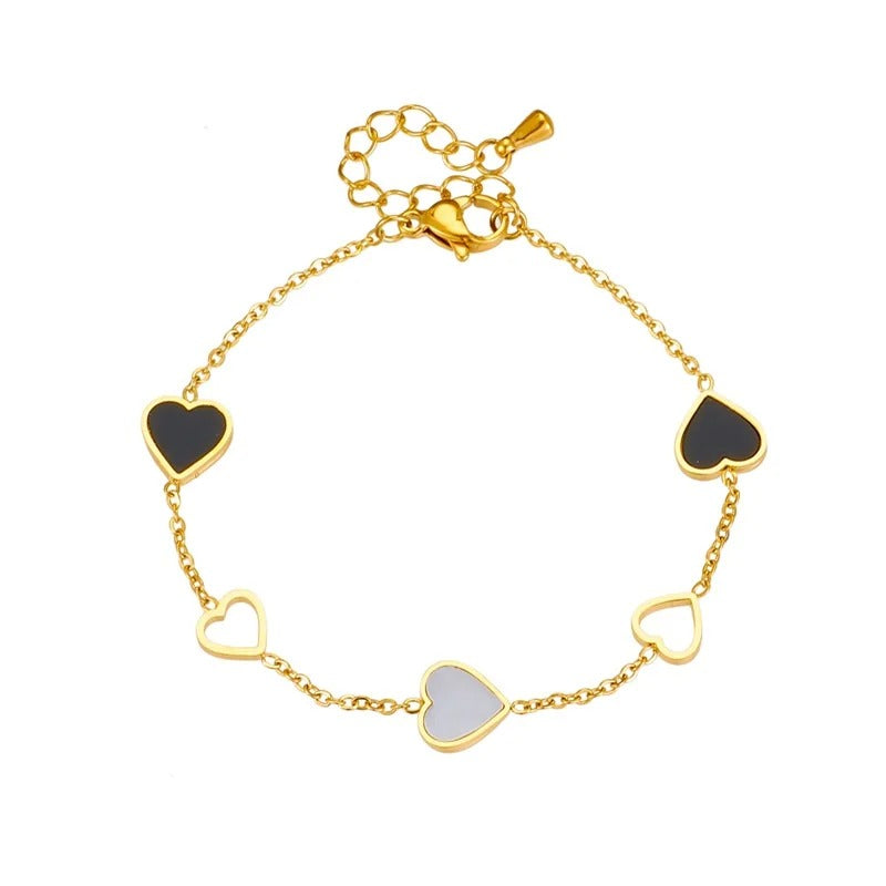 PULSEIRA CORAÇÕES BANHADA EM OURO 18K - PLS 123