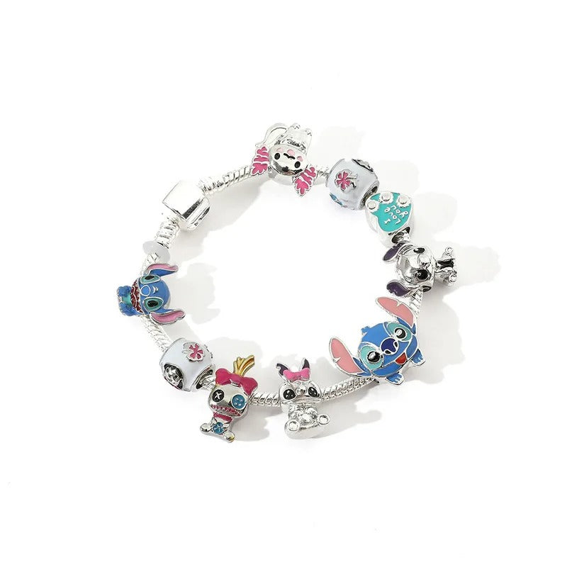 PULSEIRA PANDORA DISNEY STITCH COM BERLOQUES CRAVEJADOS PRATA 925 - PUL2599