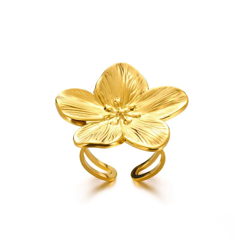 ANEL AJUSTÁVEL FLOR BANHADO EM OURO 18K - AN128