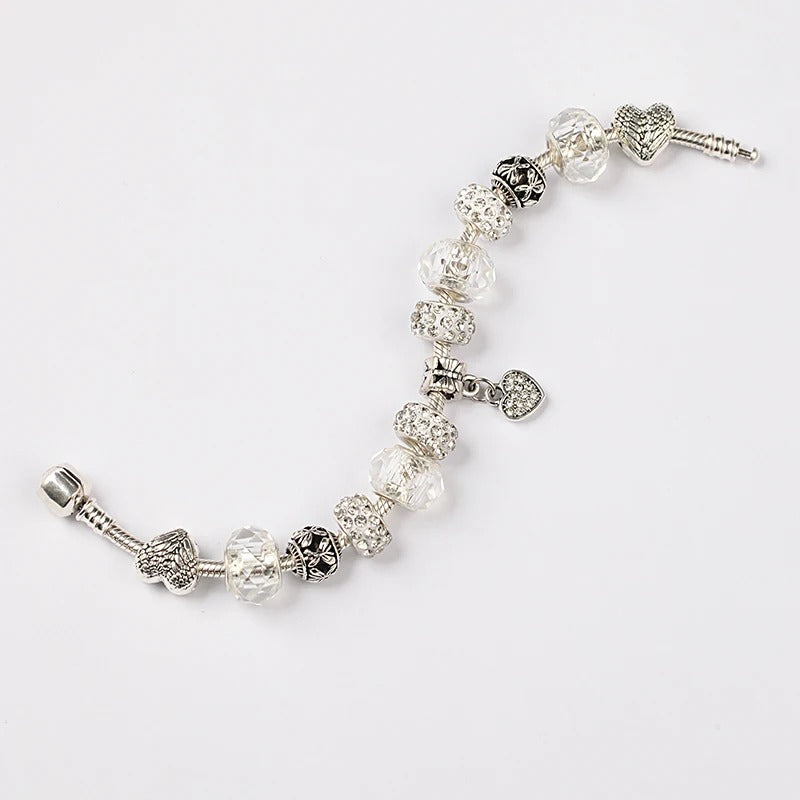 PULSEIRA PANDORA COM BERLOQUES CRAVEJADOS PRATA 925 - PUL7958