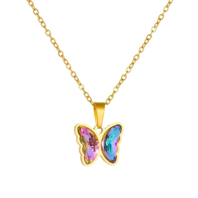 CONJUNTO BORBOLETAS COLORIDAS BANHADO EM OURO 18K - CONJ598