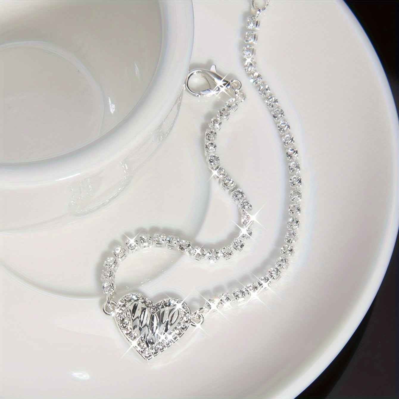 PULSEIRA PRATA 925 CRAVEJADA CORAÇÃO - PUL812