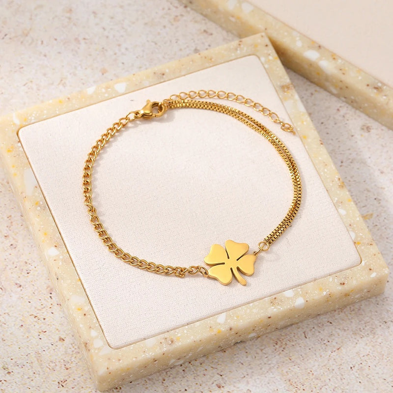 PULSEIRA TREVO BANHADA EM OURO 18K - PLS 122