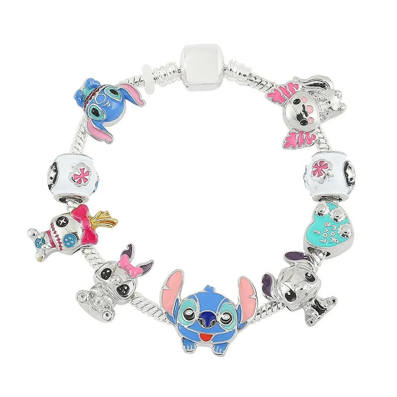 PULSEIRA PANDORA DISNEY STITCH COM BERLOQUES CRAVEJADOS PRATA 925 - PUL2599