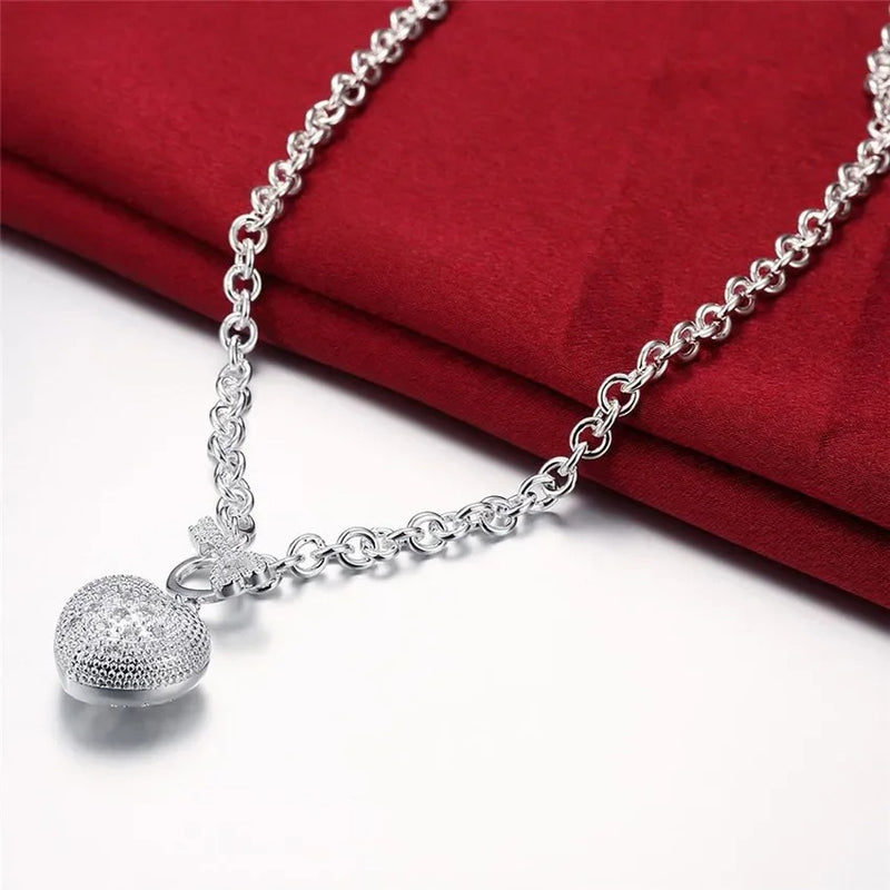CONJUNTO CORAÇÃO CRAVEJADO PRATA 925 - CONP134