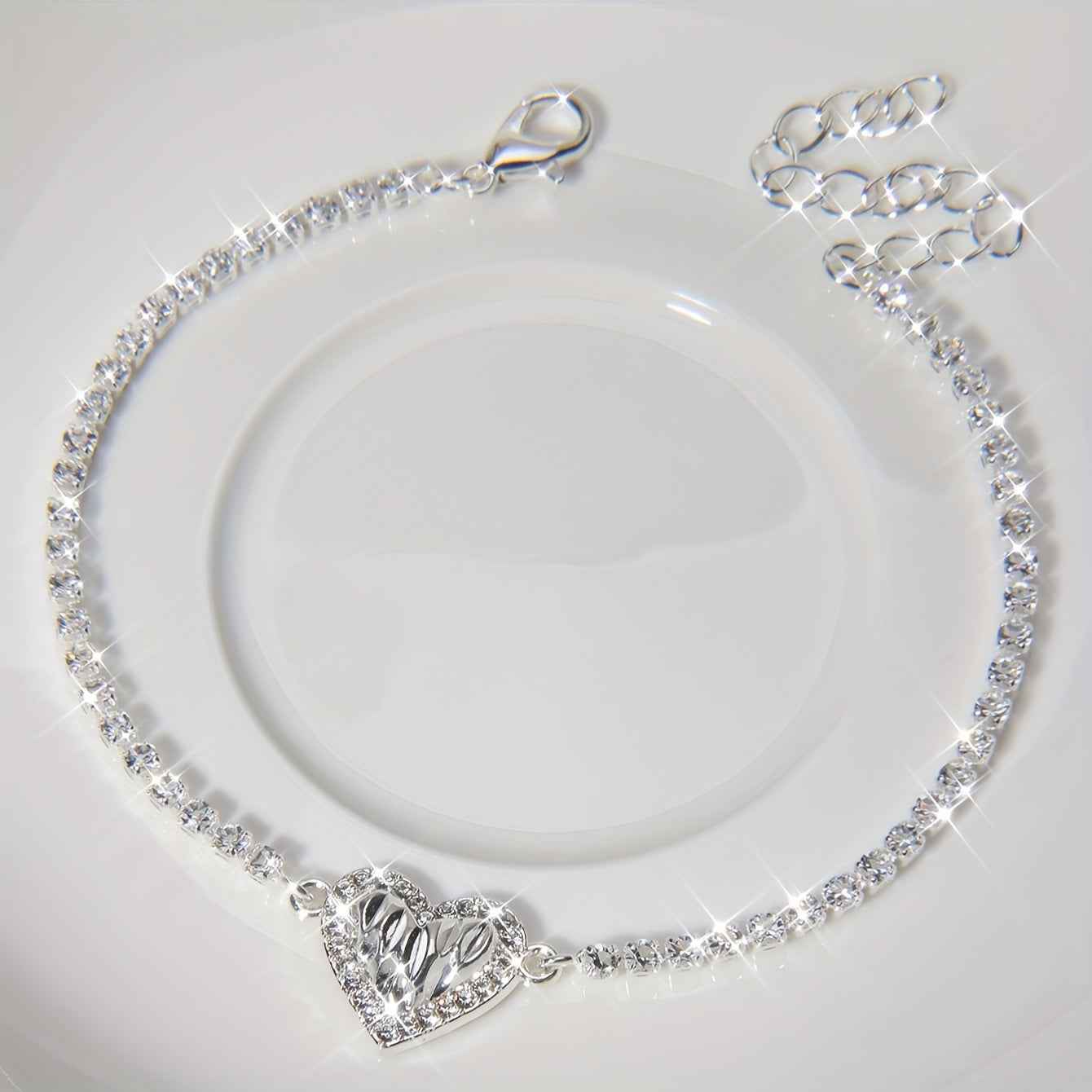 PULSEIRA PRATA 925 CRAVEJADA CORAÇÃO - PUL812