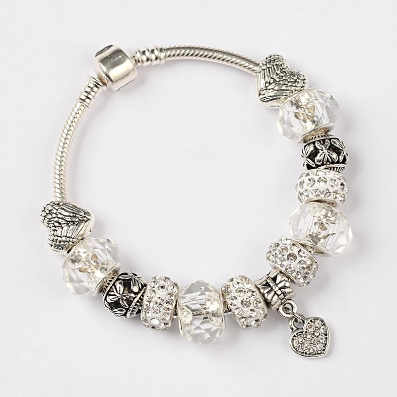 PULSEIRA PANDORA COM BERLOQUES CRAVEJADOS PRATA 925 - PUL7958