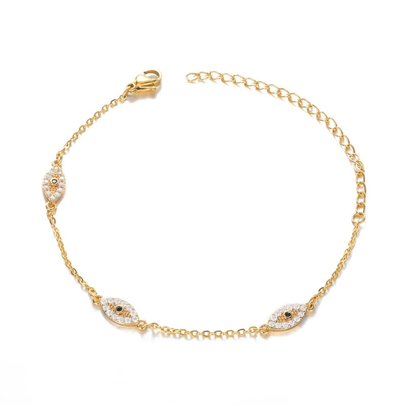 PULSEIRA OLHO GREGO CRAVEJADO BANHADA EM OURO 18K - PLS 133