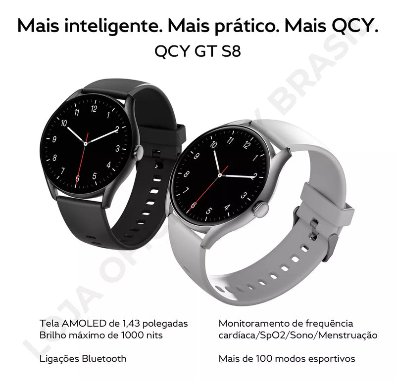 SMARTWATCH QCY GT S8 TELA AMOLED BLUETOOTH IPX8