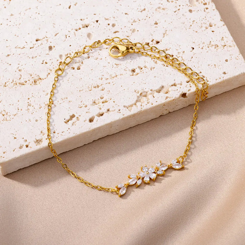 PULSEIRA FLORES BANHADA EM OURO 18K - PL6577