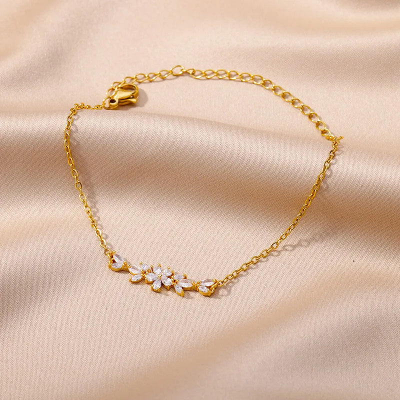 PULSEIRA FLORES BANHADA EM OURO 18K - PL6577