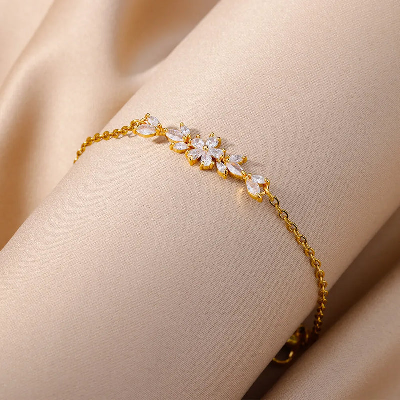 PULSEIRA FLORES BANHADA EM OURO 18K - PL6577