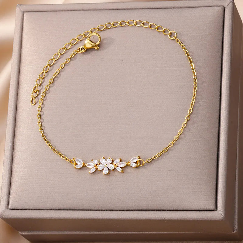 PULSEIRA FLORES BANHADA EM OURO 18K - PL6577