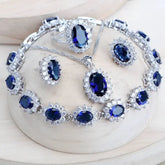 SUPER CONJUNTO SAFIRA CRAVEJADA PRATA 925 - CONP68