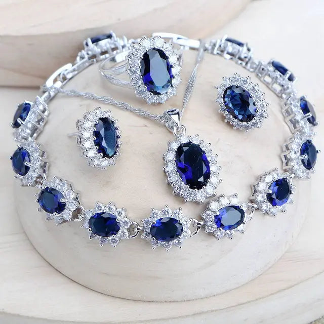 SUPER CONJUNTO SAFIRA CRAVEJADA PRATA 925 - CONP68