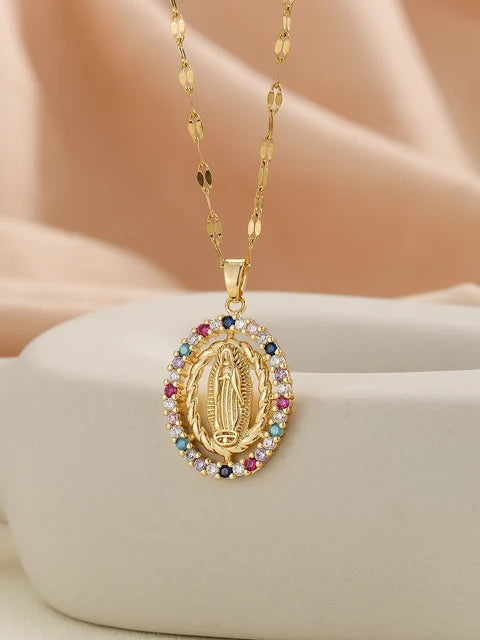 COLAR NOSSA SENHORA BANHADO EM OURO 18K - GARGSI200