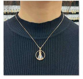 COLAR PINGENTE DUPLO NOSSA SENHORA BANHADO EM OURO 18K - GARGSI28