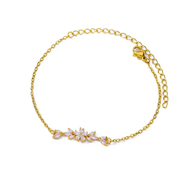 PULSEIRA FLORES BANHADA EM OURO 18K - PL6577