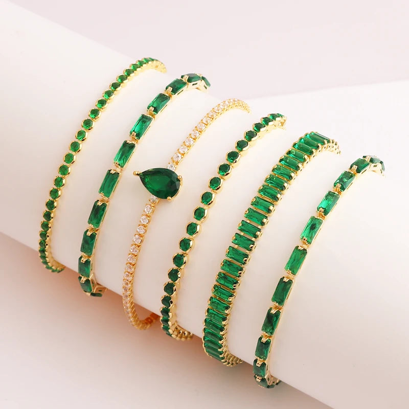 PULSEIRAS AJUSTÁVEIS ESMERALDA BANHADAS EM OURO 18K - PL652 - PL657 (DIVERSOS)