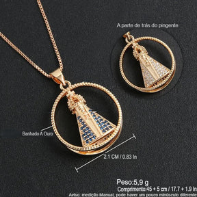 COLAR PINGENTE DUPLO NOSSA SENHORA BANHADO EM OURO 18K - GARGSI28