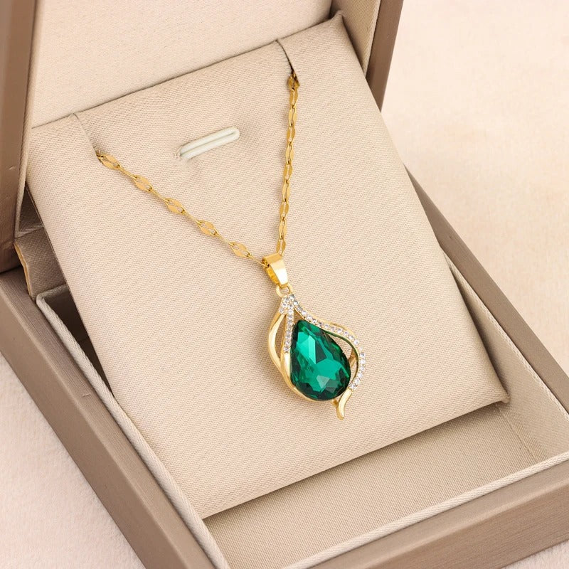 COLAR ESMERALDA BANHADO EM OURO 18K - GARG110