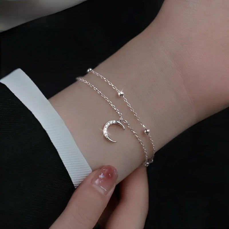 PULSEIRA LUA E ESTRELAS CRAVEJADA PRATA 925 - PUL1522