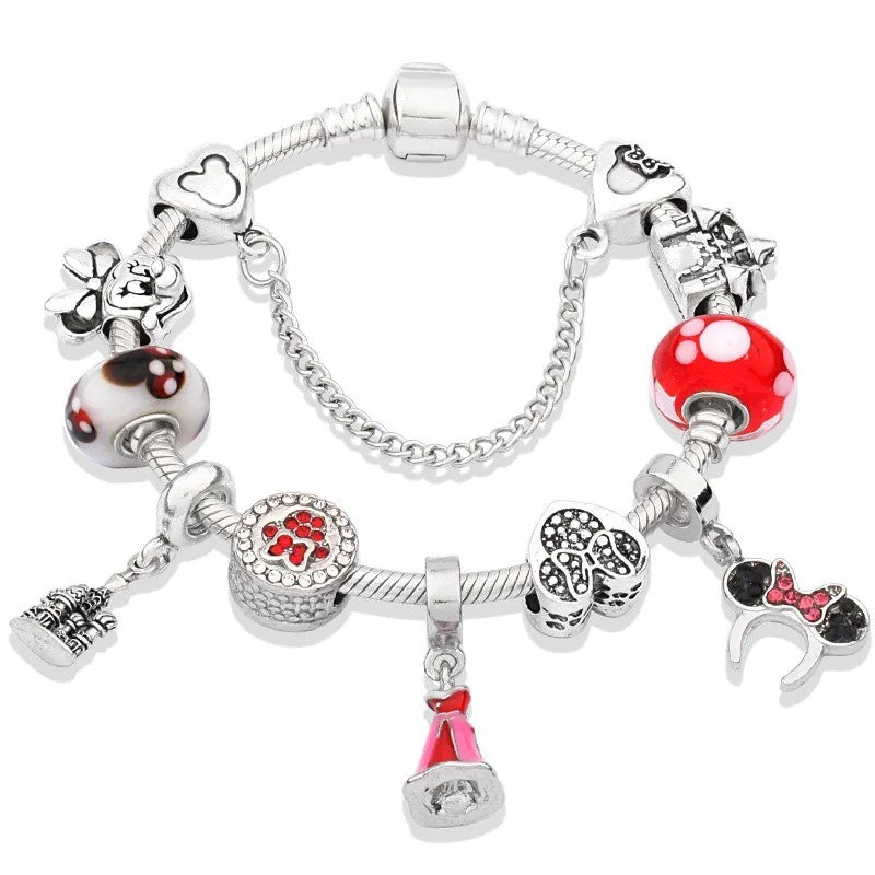 PULSEIRA PANDORA DISNEY COM BERLOQUES CRAVEJADOS PRATA 925 - PUL257