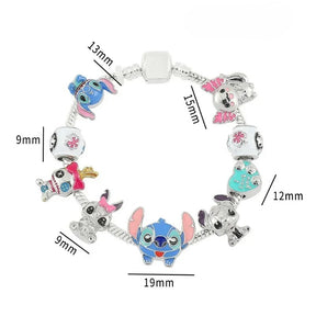 PULSEIRA PANDORA DISNEY STITCH COM BERLOQUES CRAVEJADOS PRATA 925 - PUL2599