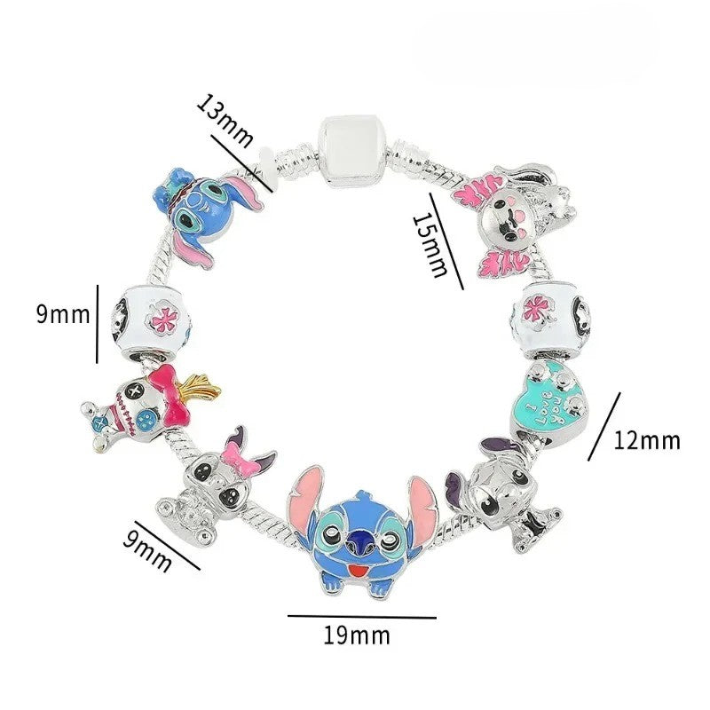 PULSEIRA PANDORA DISNEY STITCH COM BERLOQUES CRAVEJADOS PRATA 925 - PUL2599