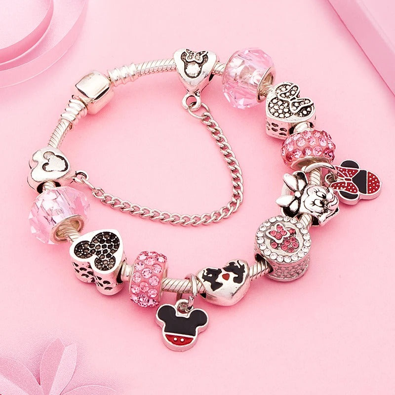 PULSEIRA PANDORA DISNEY COM BERLOQUES CRAVEJADOS PRATA 925 - PUL135