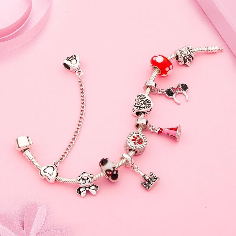 PULSEIRA PANDORA DISNEY COM BERLOQUES CRAVEJADOS PRATA 925 - PUL257