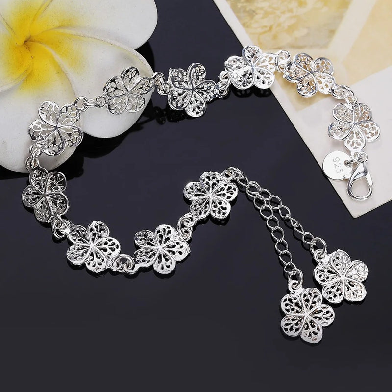 PULSEIRA FLORES PRATA 925 - PUL664