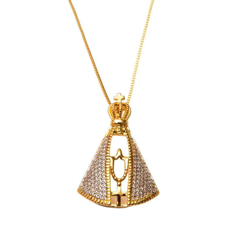 GARGANTILHA NOSSA SENHORA BANHADA EM OURO 18K - GARGSI0324 - Menina Elegante