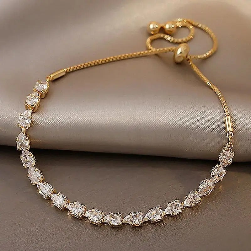 PULSEIRA CRISTAIS BANHADA EM OURO 18K - PLS 137