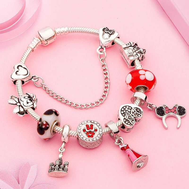 PULSEIRA PANDORA DISNEY COM BERLOQUES CRAVEJADOS PRATA 925 - PUL257