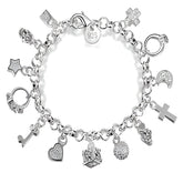 PULSEIRA PANDORA COMPLETA COM BERLOQUES PRATA 925 - PUL244