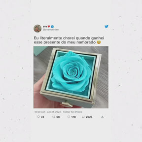 Amor de Rosas™️ | COLAR PERSONALIZADO COM NOMES EM CAIXA COM ROSA ETERNA