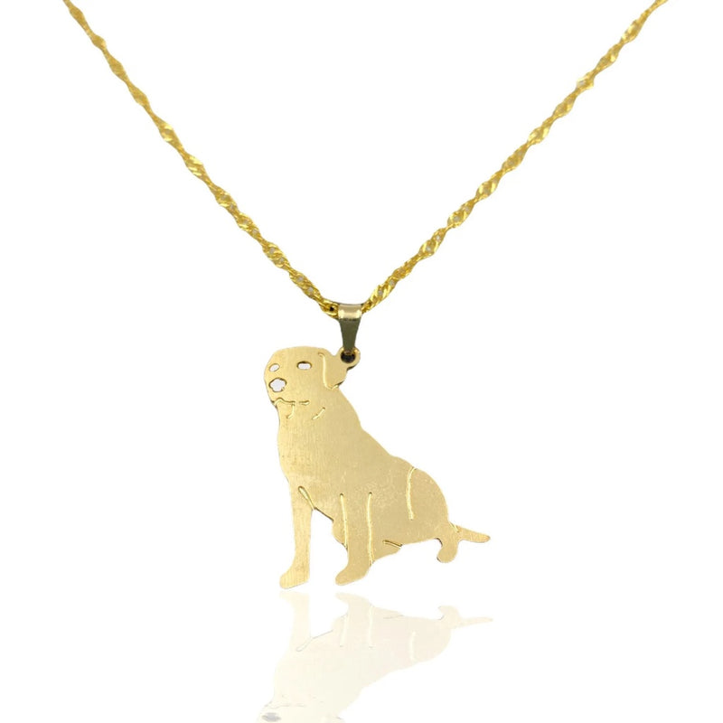 GARGANTILHA CACHORRINHO LABRADOR BANHADA EM OURO 18K - GARGSI140 - Menina Elegante