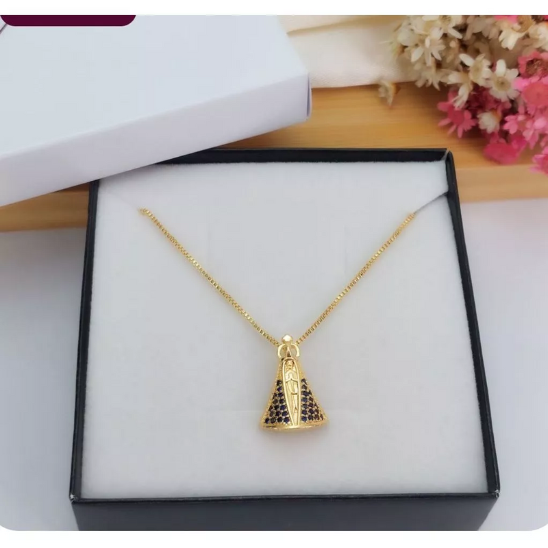 GARGANTILHA NOSSA SENHORA BANHADA EM OURO 18K - GARGSI0323 - Menina Elegante