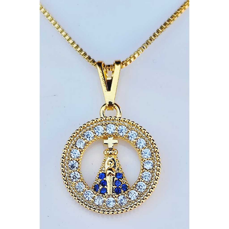 GARGANTILHA NOSSA SENHORA BANHADA EM OURO 18K - GARGSI0327 - Menina Elegante