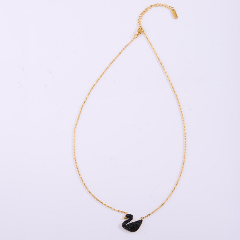 GARGANTILHA CISNE NEGRO BANHADA EM OURO 18K - GARGSI134 - Menina Elegante